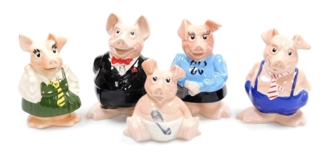 A set of five Wade Natwest piggy banks.