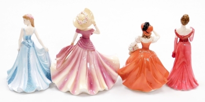 Four Coalport Ladies of Fashion porcelain figures, comprising Flora, Marion, Lady In Red, and Helena. - 2