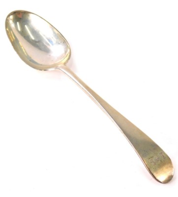 A George III silver table spoon, old English pattern initialled, Newcastle 1771, 20cm long, 2oz.