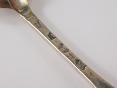 A pair of George II silver tablespoons by John Langlands, old English pattern, initialled, Newcastle 1744, 20cm long, 3.5oz. - 2