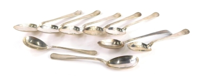 A George III silver table spoon, possibly Thomas Northcote, old English pattern, marks rubbed, 22cm long 1.4oz and various other spoons, two serving spoons marked 800 others marked Weikert and M. Harthimmer etc. (a quantity)