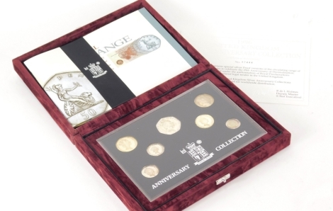 A 25th Anniversary of Decimalisation silver proof coin set, cased with paperwork.