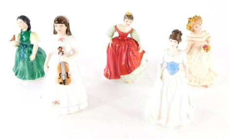 Various Royal Doulton figures, Francine, HN2422, printed marks beneath, 12cm high, various others, Melody, etc. (5)