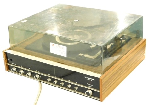 A Precision teak and Perspex cased turntable, 038O-037/3, 43cm wide.