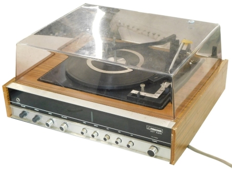 A Ferguson Unit Audio teak and Perspex cased turntable, 45cm wide.