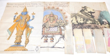 Various Victorian religious Tract Society and other cloth banners, printed with a variety of scenes, stamped 65 St Paul's Church Yard, various others for Working Men's Educational Unit, WM3, and a quantity of others, in a pressed carrying case advertising