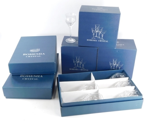 Various boxed Bohemia crystal drinking glasses, part suites of glassware, to include wine glasses, 20cm high, etc. (a quantity, boxed)