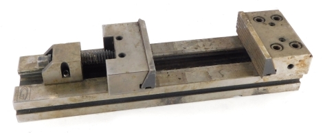 A G industrial sized table vice, 53cm wide.