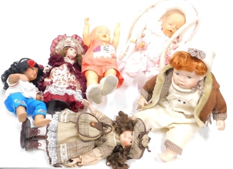 Various collectable dolls, Celluloid example, Baby Annabelle, accessories, etc. (a quantity)