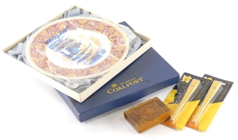 Two blister pack mini Olympic torch 2012 sets, commemorative and limited edition plates, etc., include Forty Years Of Peace and Freedom, 1945-1985, miniature carved treen, book, snuff box, etc. (a quantity)