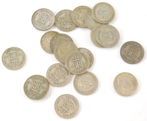 Twenty pre-1946 sixpences, approx. 55g. (a quantity)