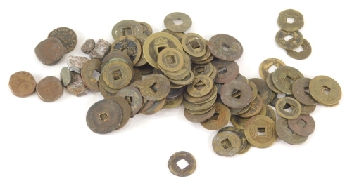 Various Chinese and middle Eastern coins, with pierced centres, various denomination. (a quantity), and various Middle Eastern coins, various denominations. (a quantity)