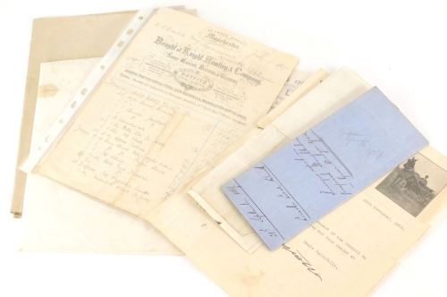 Various bill and letter heads and other ephemera etc., Knight Company Shirt Makers Manchester, other letter heads, written plan of the North Hykeham Methodist Church, showing the new entrance porch and lobby, signed off R Dudley, Gilby, 68cm x 66cm, furth