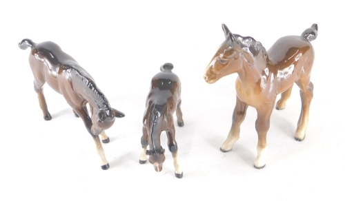 Various Beswick foals, in brown colourway, printed marks beneath. (3)