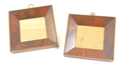 A pair of late 19thC mahogany frames of small proportion, 16cm x 17cm.