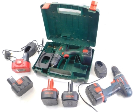 Various Black and Decker and other hand tools, Bosch Professional 14 vault drill, 26cm high, various other accessories, etc. (a quantity)