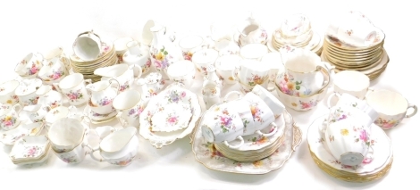 Various Royal Crown Derby Posies pattern teaware, etc., to include vase, 19cm high, napkin ring, cups, vases, saucers, side plated, dishes, printed marks beneath, etc. (a quantity)