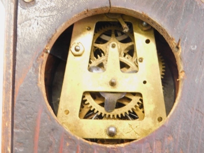 A late 19thC mantel clock, of small proportion, the 7cm diameter Arabic dial, surmounted by an arched dome, on bracket feet, key wind movement and a modern Black Forest style cuckoo clock. (2) - 3