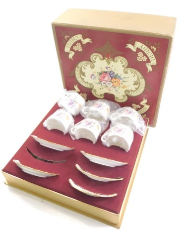 A Royal Crown Derby Derby Posies boxed tea service, printed marks beneath. (boxed)