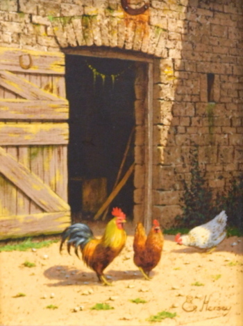 •Edward Hersey (b.1948). Country Companions, oil on board, signed, 20cm x 15cm.