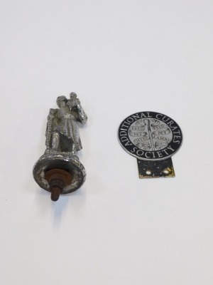 An Additional Curates Society car badge, and a St Christopher chrome car mascot, 14cm high. (2) - 3