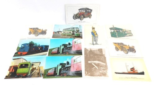 A group of Prescott-Pickup motorcar posters and prints, comprising 1907 Rover, Eccles Cross tram photographs, motor tug boats, the 1904 Turner Miesse steam car, North London Tramways Company, Guides, Officers of the Twelfth Light Dragoons, and a group of