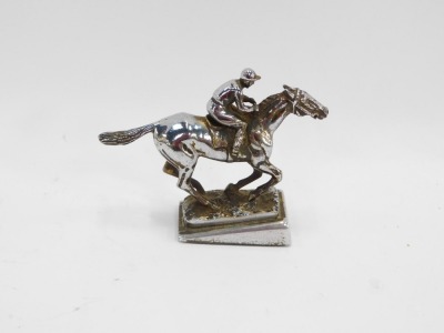 A chrome car mascot, of a jockey on horseback, 13cm high. - 3