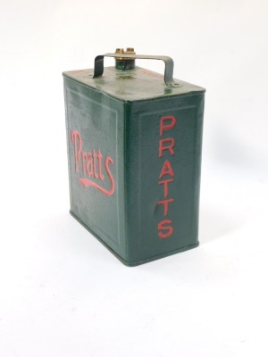 A Pratt's petroleum spirit can, painted in green with red relief writing, 34cm high. - 3