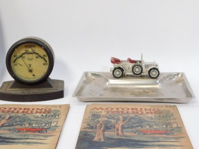 A group of motoring related ephemera, motoring and cycling road maps, motoring and touring maps, a road map case, The Morris Minor Workshop Manual, an ashtray with car motif, a Rottotherm Thermometer, etc. (a quantity) - 4