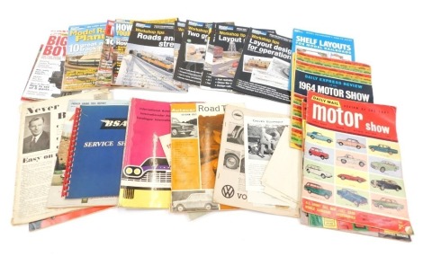A group of motoring and model building magazines, International Automobile Catalogue, Autocar Road Test, 1964 Motor Show Express, Model Railroads Magazine Workshop Tips, etc. (a quantity)