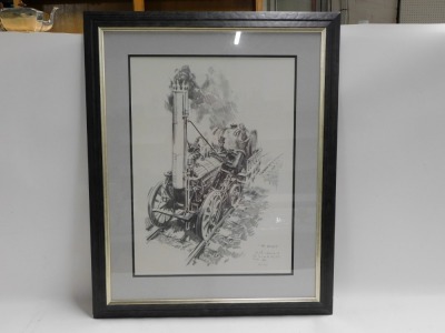 The Rocket. Print inscribed 'As She Appeared At The Time of The Rainhill Trials 1829', 31/48, 60cm x 45cm, framed and glazed. - 2