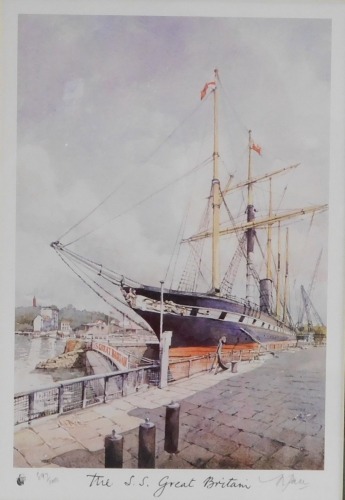 After A V Pace (20thC School). The SS Great Britain, limited edition 897/1000, signed in pencil to margin, 28cm x 19cm, framed and glazed.