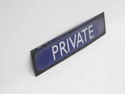 A railway blue enamel Private sign, 36cm wide. - 2