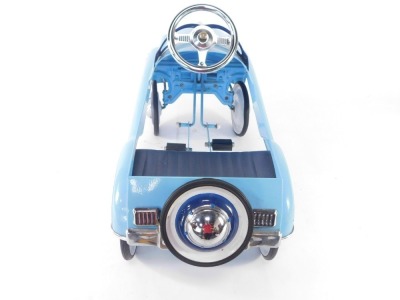 A reproduction Murray Champion pressed steel pedal car, in light blue. - 2