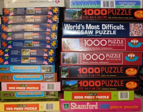 Jigsaw puzzles, to include Castile 500 piece puzzles, Waddingtons 500 piece puzzles, etc. (a quantity)