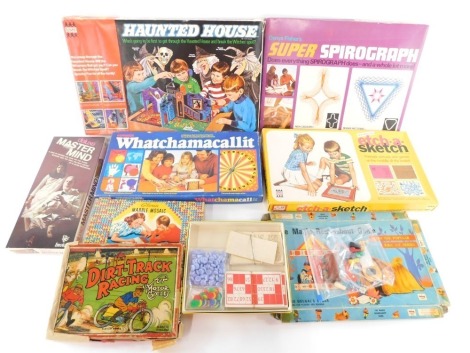 Board games, to include Denys Fisher's Haunted House, Etch-a-Sketch, Super Spirograph, etc. (a quantity)