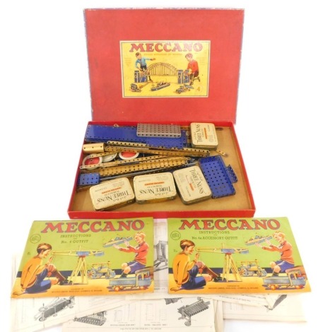 A Meccano Set Number 4, and accessory pack 4a, boxed. (2)