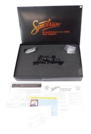 A Bachmann Spectrum HO gauge locomotive, Class B two truck Climax locomotive, black livery, boxed.