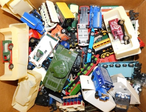 Unboxed diecast vehicles, including a Dinky Supertoys Centurion Tank, Captain Scarlet's SPV, Jaguar Mark 2, Lledo Days Gone vehicles, etc. (1 box)