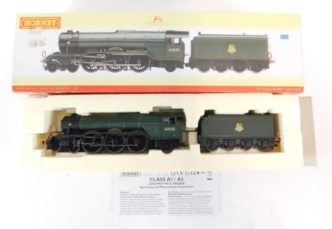 A Hornby OO gauge class A3 locomotive 'Windsor Lad', 4-6-2, 60035, BR lined green, R2341, boxed.