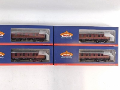 Bachmann Branchline coaches, 39-176D BR mark I BG coach full brake maroon, boxed. (4) - 2