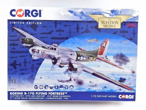 A Corgi Aviation Archive limited edition Boeing B-17 Flying Fortress, 42-9780\DFF 'Little Miss Mischief', 324th Bomb Squadron, 91st Bomb Group, Bassingborn, Cambridgeshire, 1944, boxed.