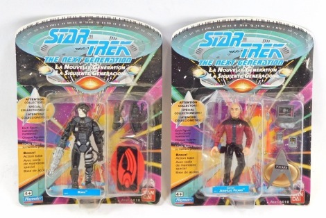 Ban Dai Playmate's Star Trek The Next Generation figures, Jean-Luc Picard 6011, and Borg 6055, in blister packs. (2)