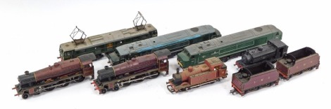 Tri-ang, Hornby, Bachmann and Mainline locomotives, including Bachmann LMS Jubilee class no.5684 'Jutland' in LMS red, Mainline class 45 D49 'The Manchester Regiment' in BR green, tank locomotives, etc. (1 tray)