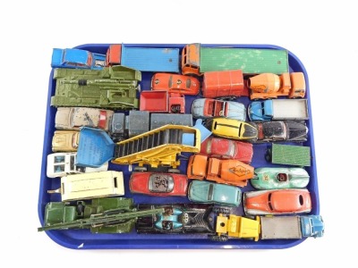 Dinky, Corgi and Matchbox diecast vehicles, play worn, including Corgi batmobile, James Bond Aston Martin DB5, Dinky Toys 155mm mobile gun, Dinky Super Toys Foden truck, etc. (1 tray) - 2