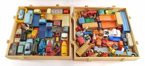 Dinky and Corgi die cast vehicles, including 162 Ford Zepher, Jeep FC-150, ERF model 44G, Austin Somerset, etc. (2 boxes)