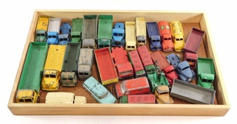 Dinky diecast vehicles, including National Benzol mixture tanker, BP tanker, ten tonne army truck, Leyland Octopus, Daimler ambulance, Dinky Service truck, etc. (1 tray)