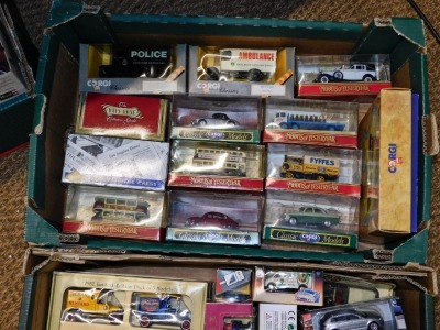 Matchbox, Corgi & Soledo diecast vehicles, including Corgi Ferrari 512M, Porsche 911 Speedster, Lamborghini Roadster, The Fowler Steam Wagon, 1929 Thorneycroft, IXO Ford T Touring open roof, Eddie Stobart, etc. (2 boxes) - 2