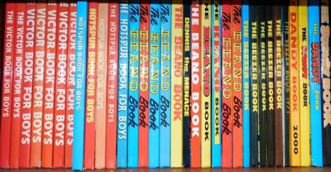 Victor, Hotspur, Book for Boys and The Beano annuals, including The Beezer book 1980, The Dandy book, Dennis the Menace 1991, The Beano Book 1972, etc. (1 shelf)