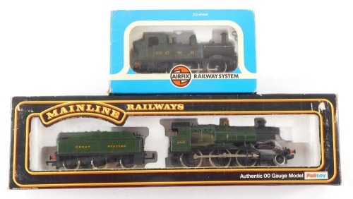 Mainline and Airfix OO gauge locomotives, comprising a class 43 XX Mobil locomotive, 2-6-0 and a 0-4-2 1400 class tank locomotive, GWR green, boxed. (2)